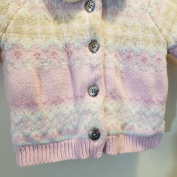 Baby Gap Pastel Fair Isle Button Up Sweater Pink - Picture 4 of 16